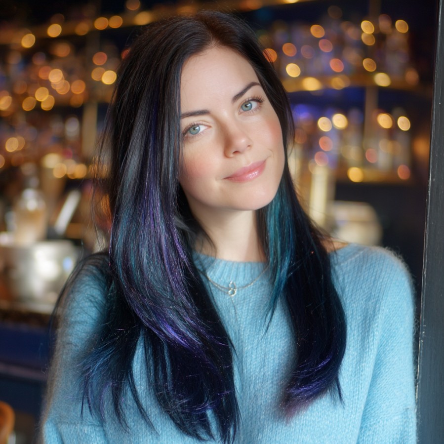 Elegant Long Layers with Deep Purple Highlights