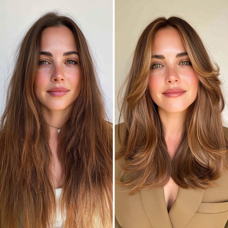 Gorgeous Long Layers with Warm Caramel Tones