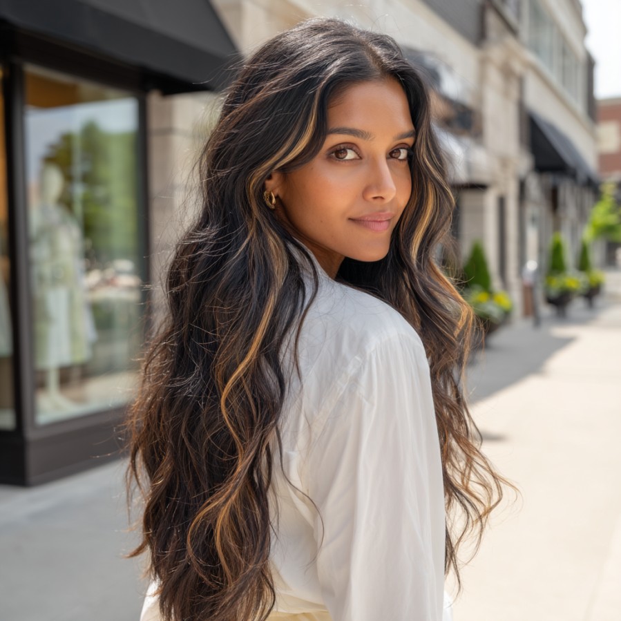 Luxurious Long Layers with Sun-Kissed Highlights