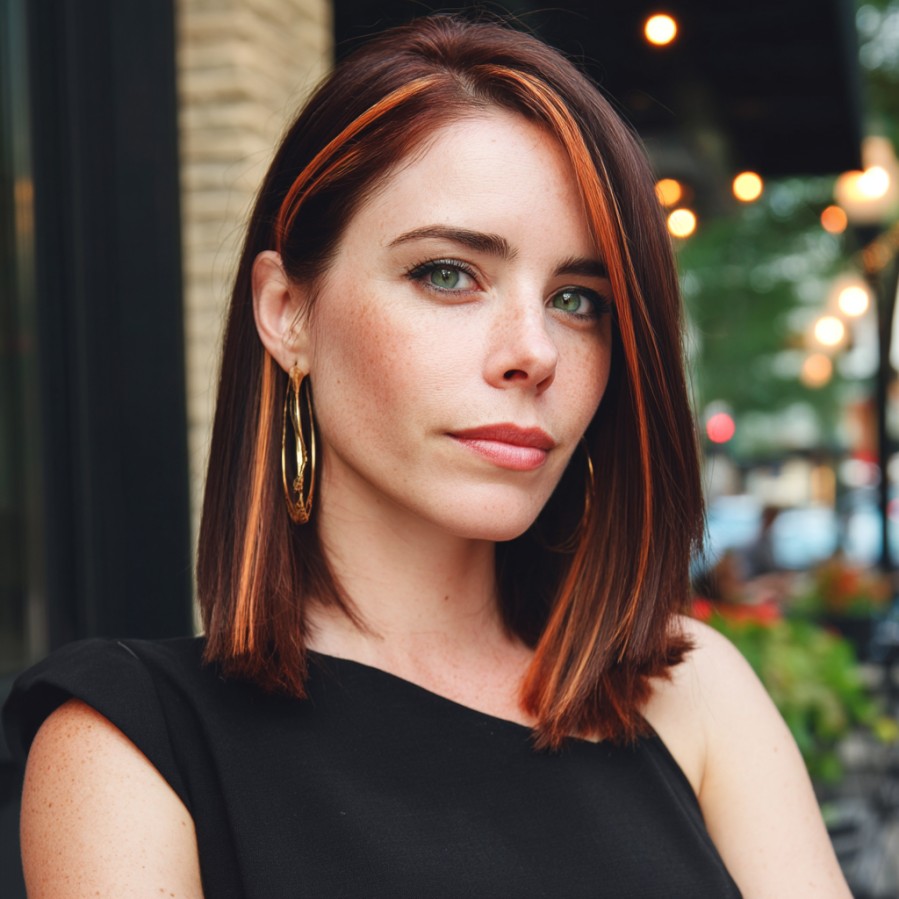 Modern Copper-Tipped Blunt Bob