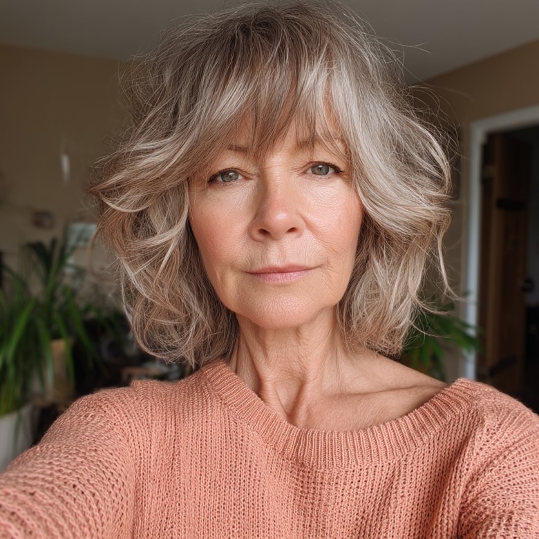 Modern Textured Ash Blonde Shag Cut