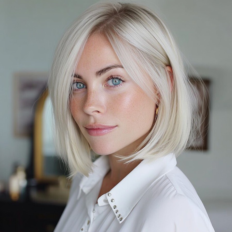 Polished Blunt Bob with Soft Face-Framing Layers
