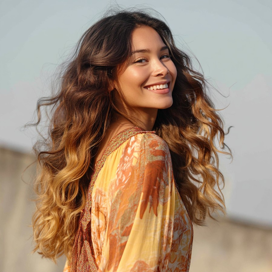 Radiant Long Layers with Sun-Kissed Balayage