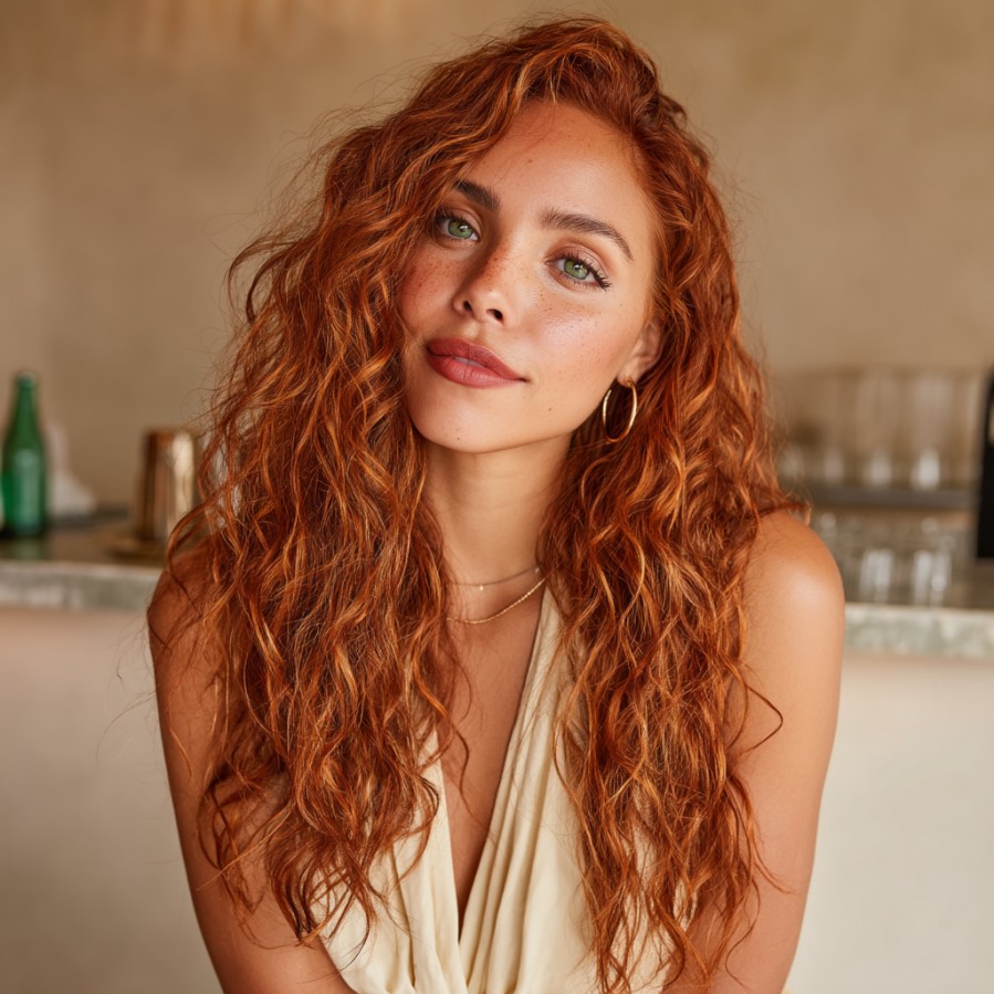 Rich Copper Curls with Soft Layers
