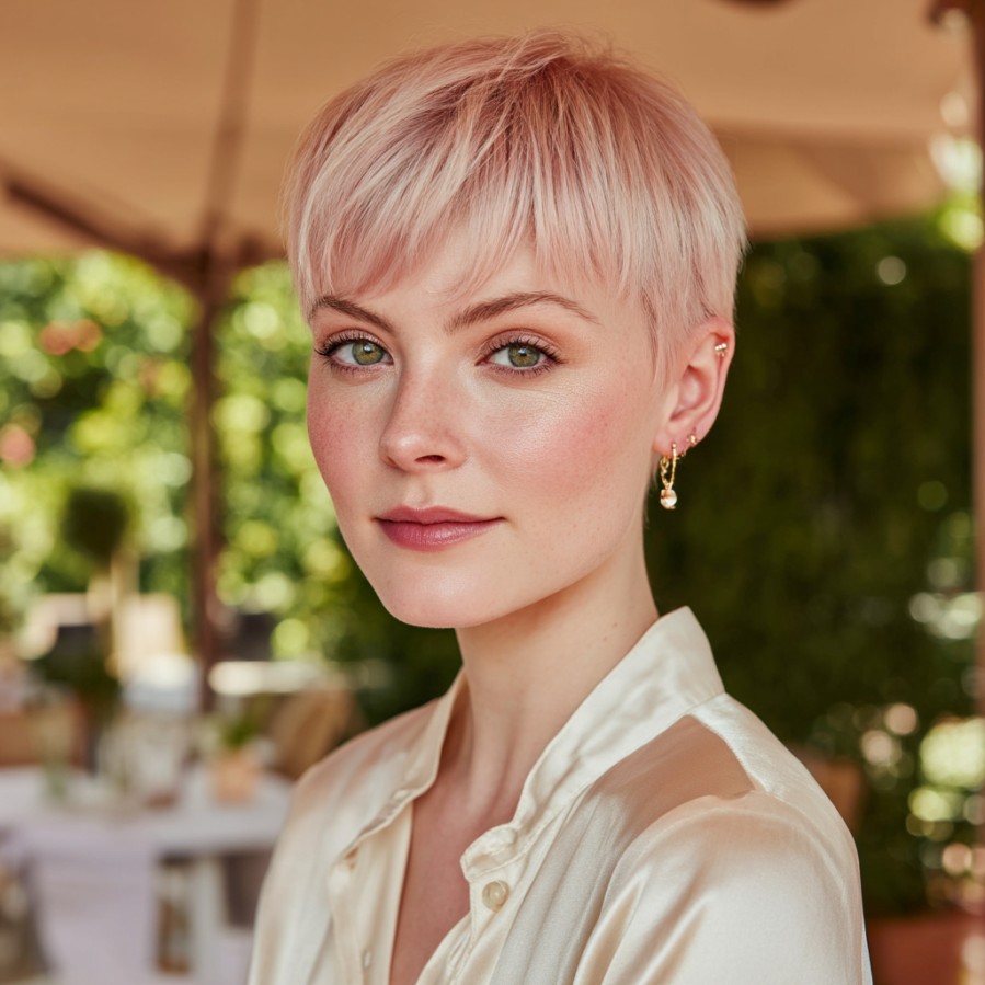 Soft Pink Textured Pixie Cut