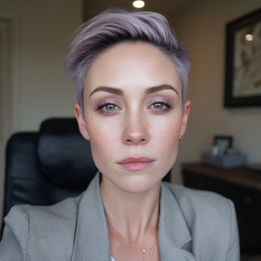 Stylish Lavender-Infused Pixie Cut