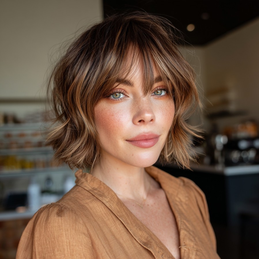 Stylish Textured Bob with Face-Framing Bangs