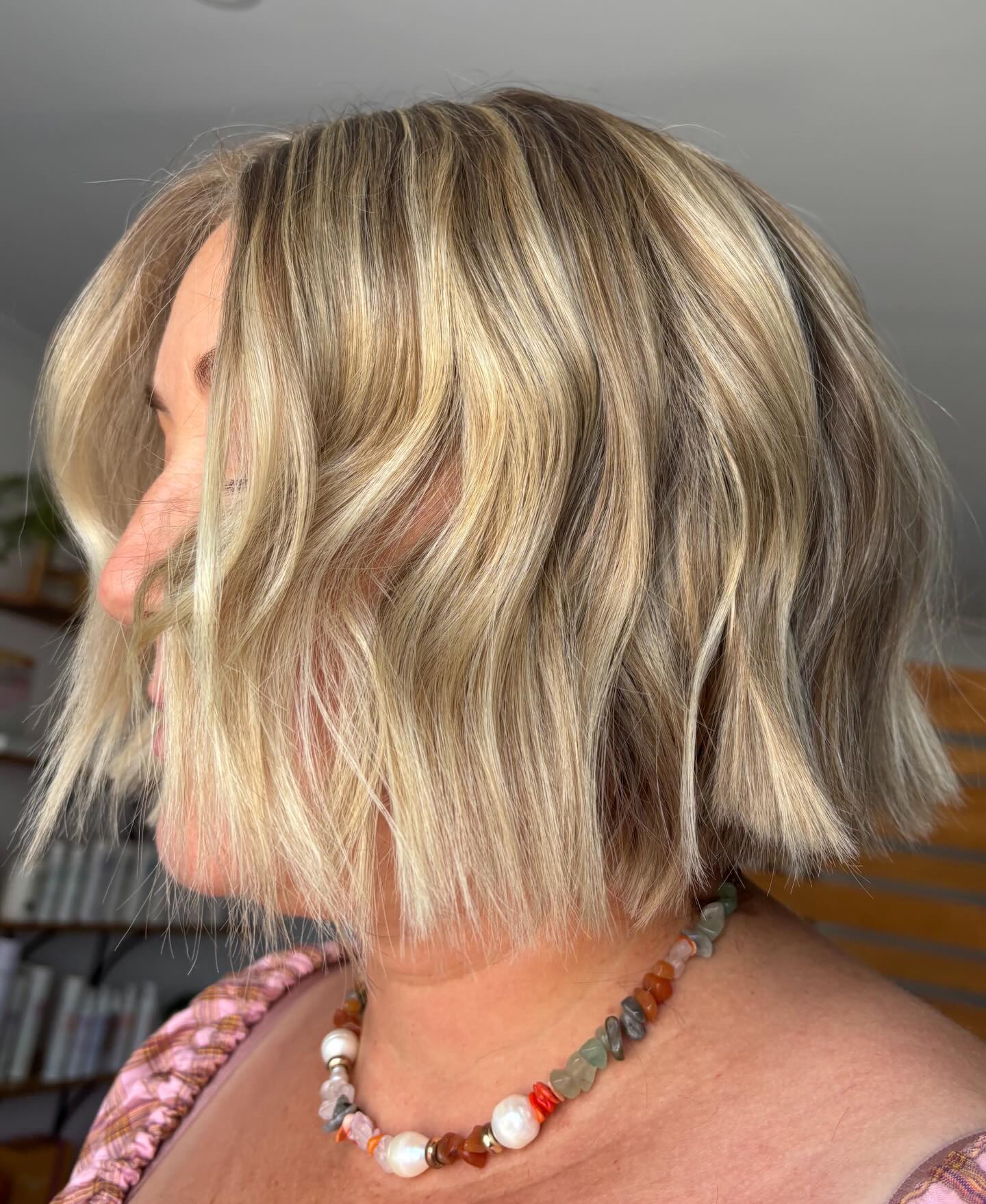 Textured Messy Blonde Bob with Lived-In Layers