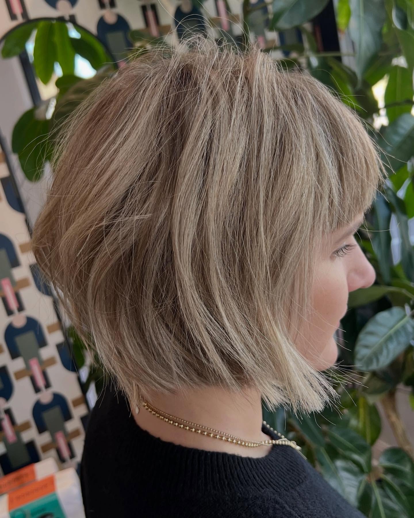 Textured Messy Blonde Bob with Subtle Dimension