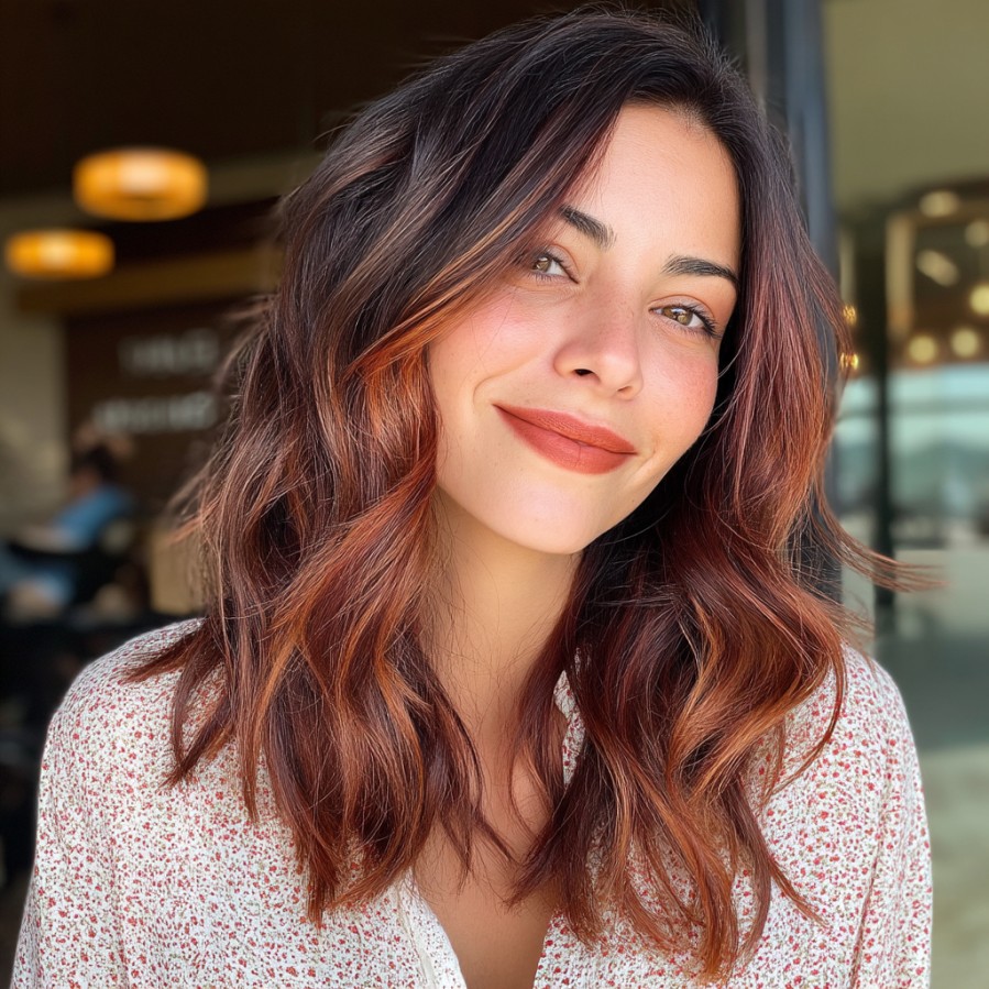 Warm Copper-Toned Waves with Subtle Highlights