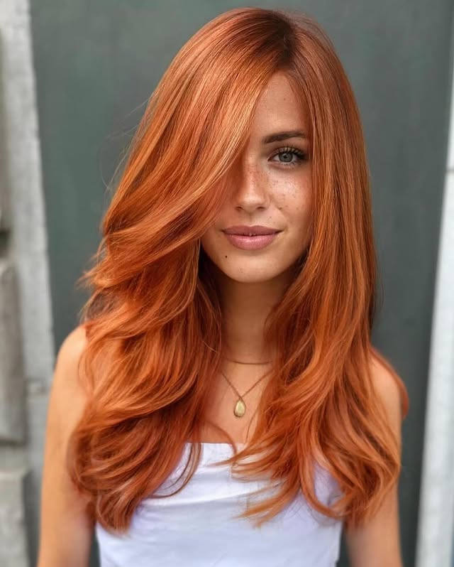 Radiant Copper Long Layers with Soft Movement