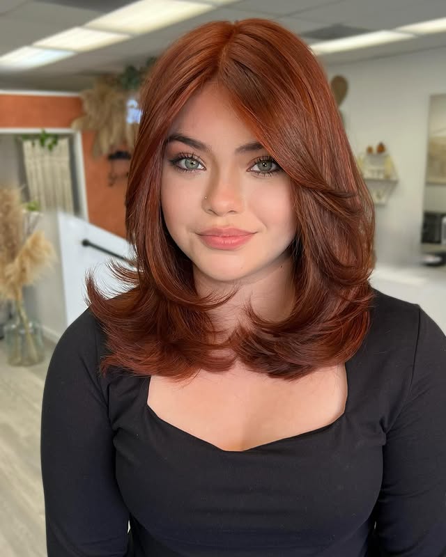 Chic Copper Long Layers with Soft Body