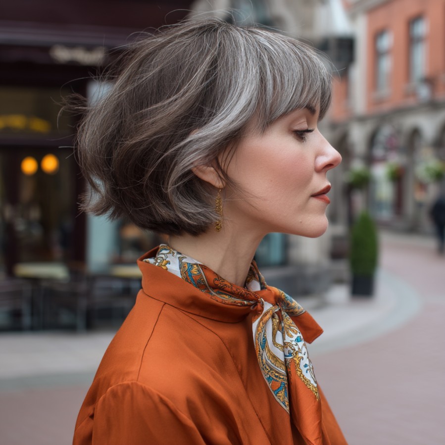 Chic Textured Grey Bob with Soft Layers