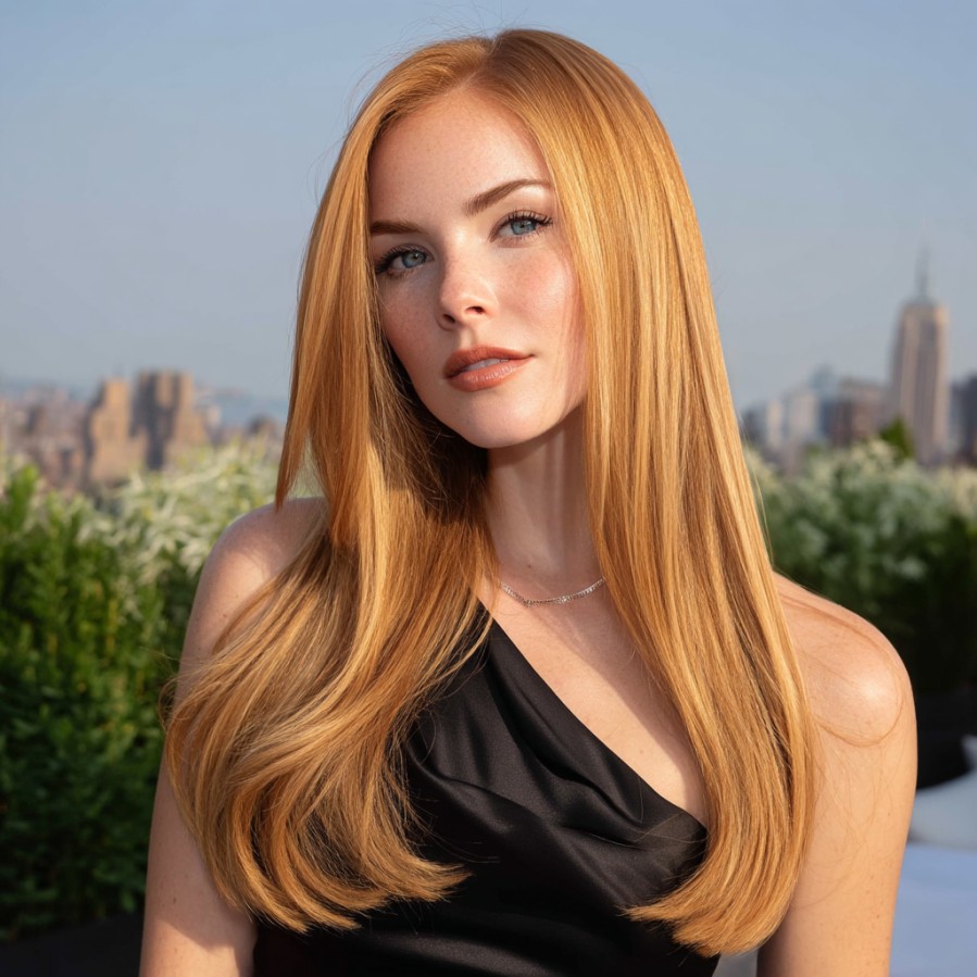 Gorgeous Long Sleek Red and Blonde Hair with Subtle Movement