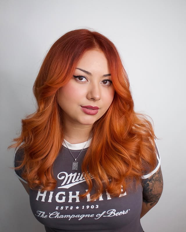 Radiant Copper Long Layers with Soft Body