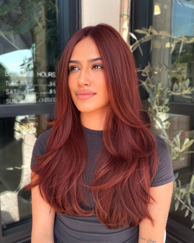 Stunning Copper Long Layers with Soft Movement