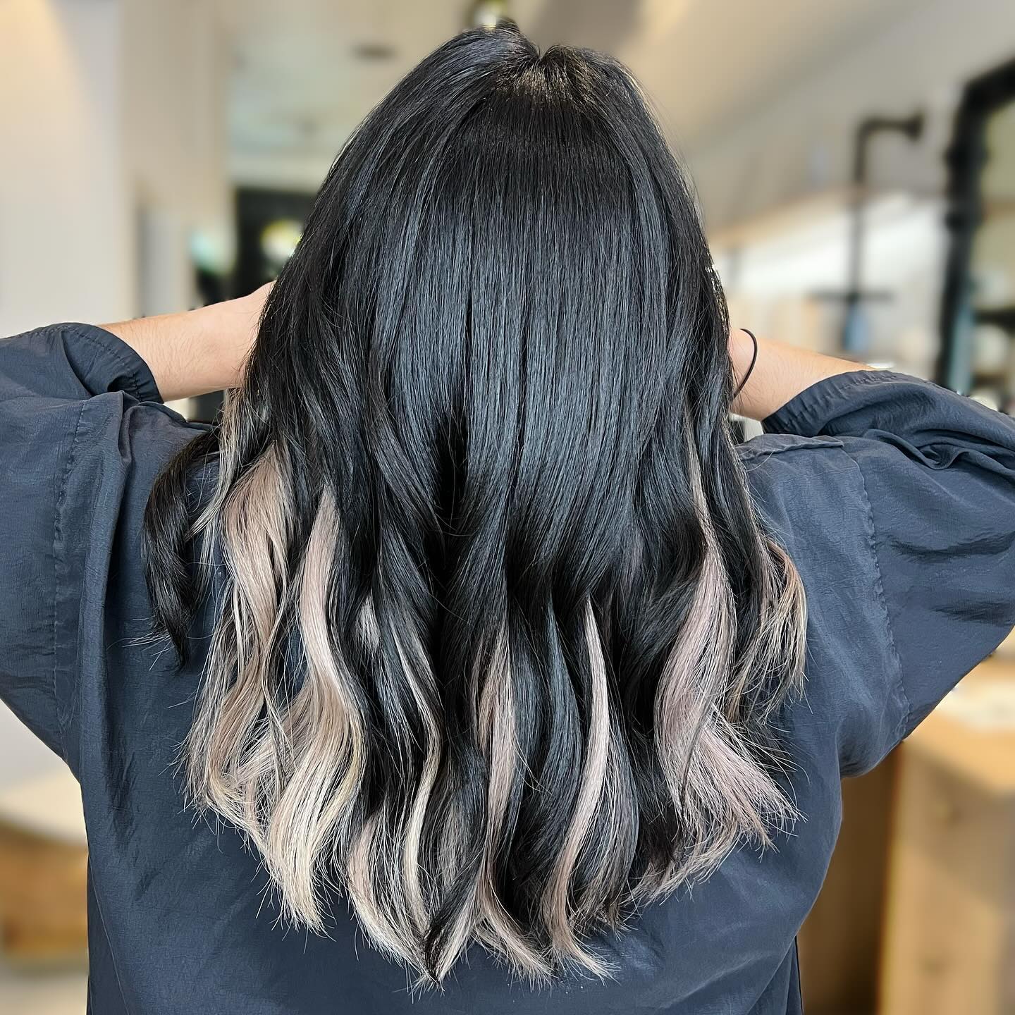 Stylish Long Hair with Subtle Peekaboo Ash Blonde Highlights
