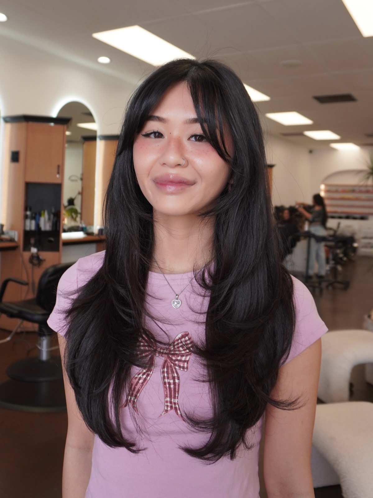 Soft Layered Long Cut with Textured Bangs
