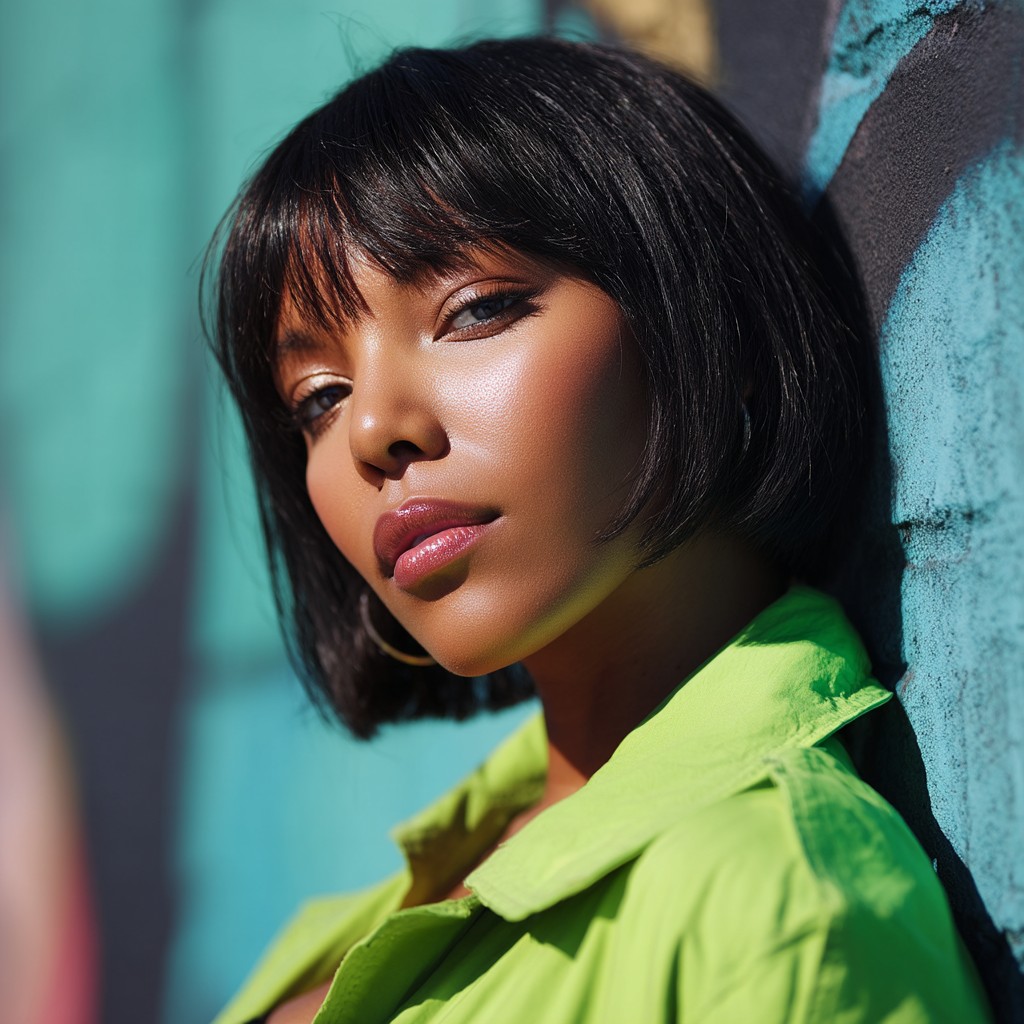 Bold Blunt Bob with Playful Fringe