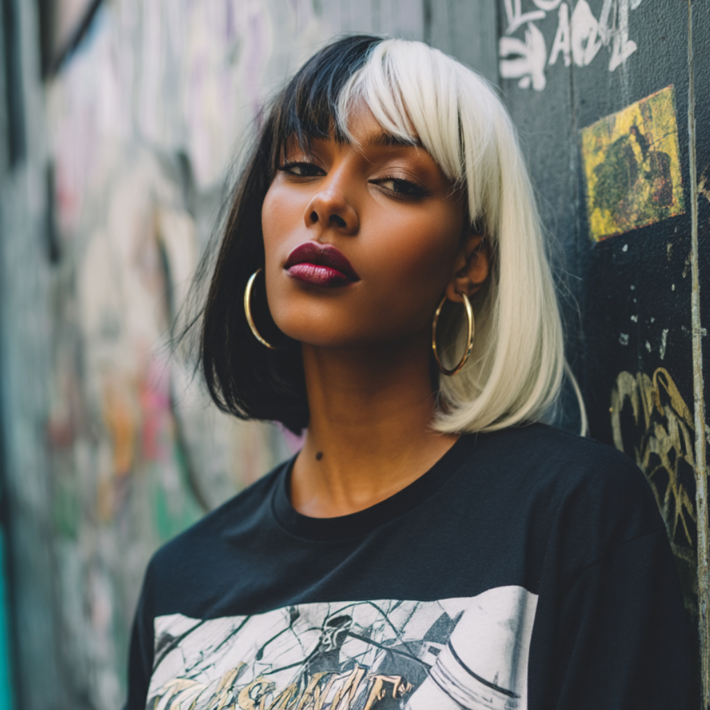 Bold Two-Tone A-Line Bob with Bangs