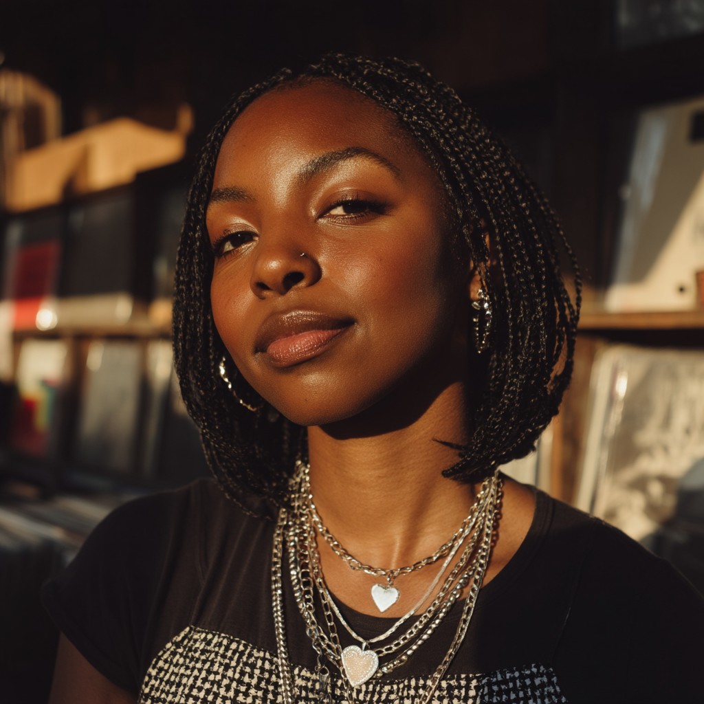 Chic Medium-Length Box Braids with a Natural Finish
