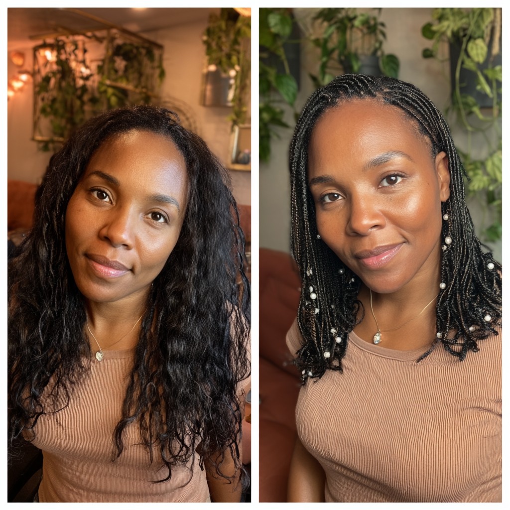 Chic Medium-Length Knotless Braids with Pearls