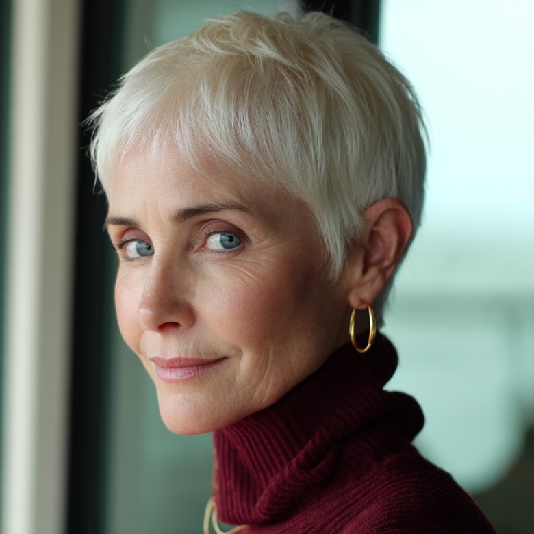 Chic Short Gray Pixie with Tapered Edges