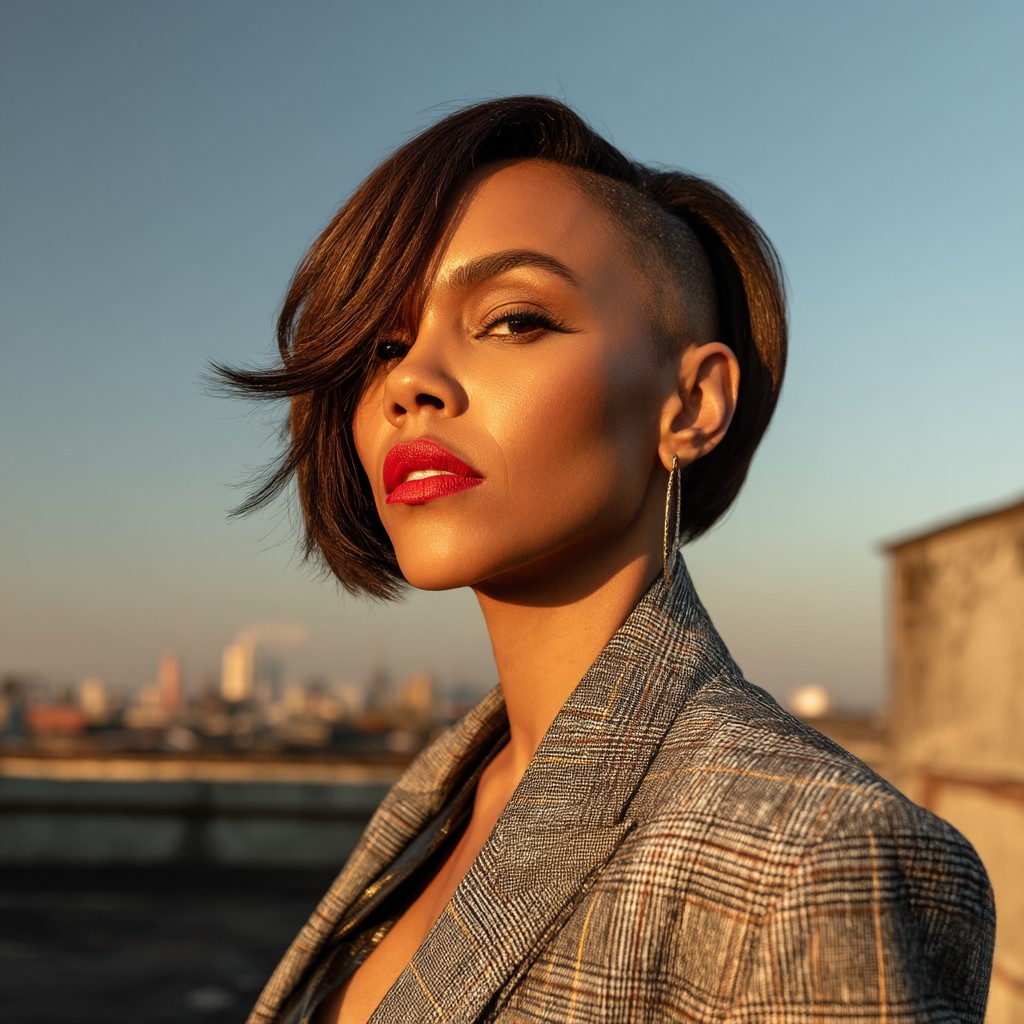 Edgy Asymmetrical Bob with Shaved Side