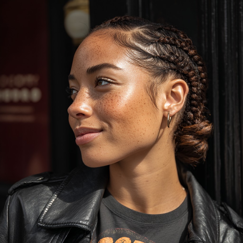 Elegant Feed-In Braids with Subtle Curls