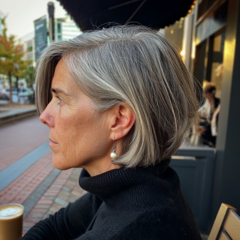 Elegant Silver Lob with Subtle Asymmetry
