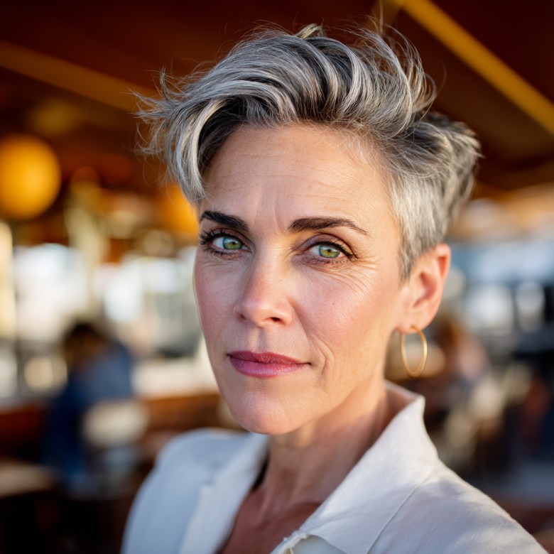 Modern Textured Gray Pixie with Volume