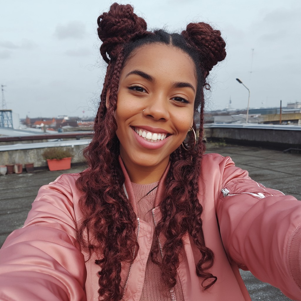 Playful High Buns with Long Twisted Curls