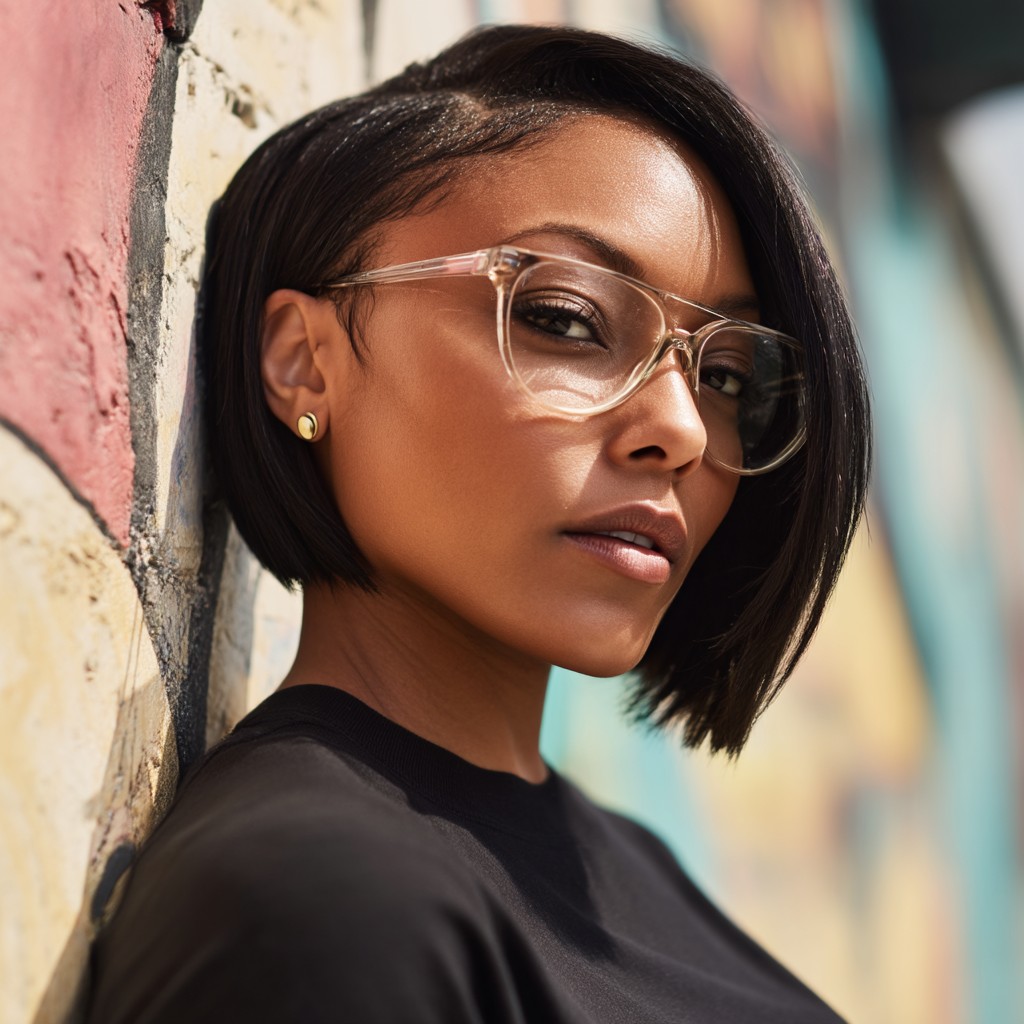 Sleek Angular Bob with Side Part