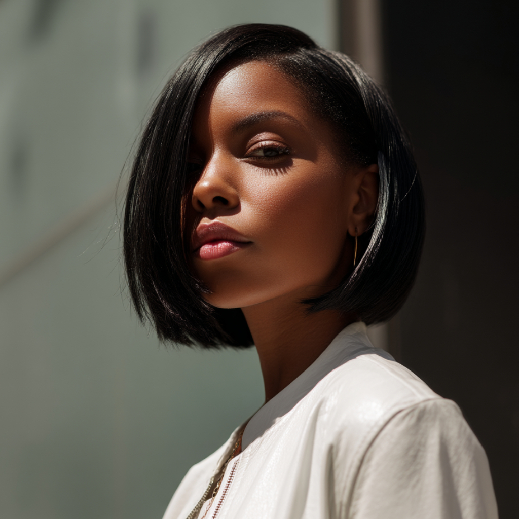 Sleek Blunt Bob with Subtle Shine