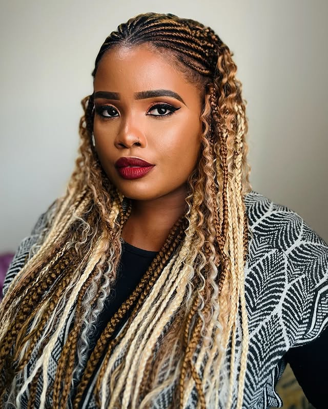 Stunning Long Twisted Braids with Ombre Highlights