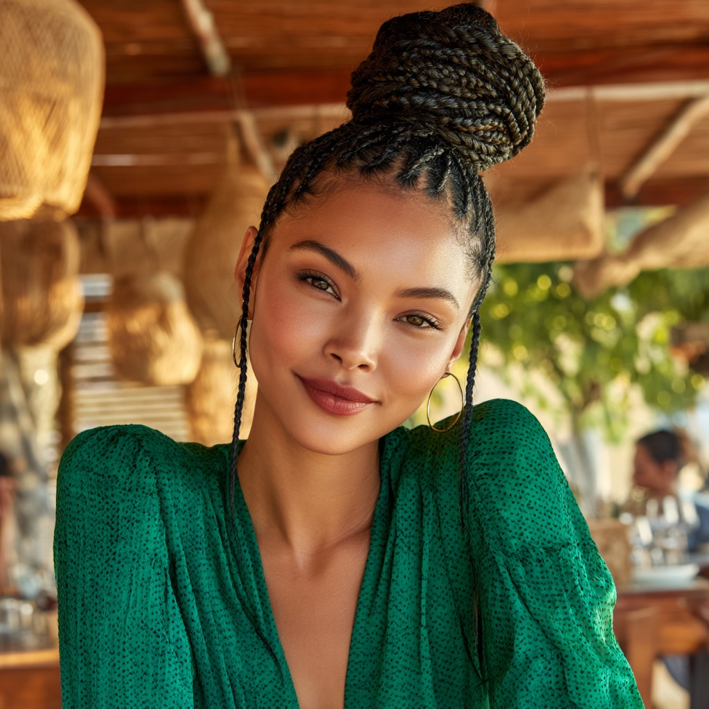 Stylish High Bun with Intricate Braided Accents