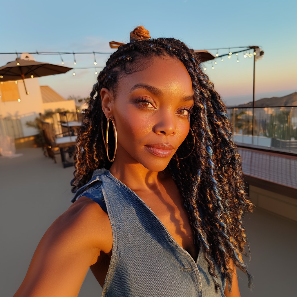 Stylish Long Twisted Braids with Subtle Highlights
