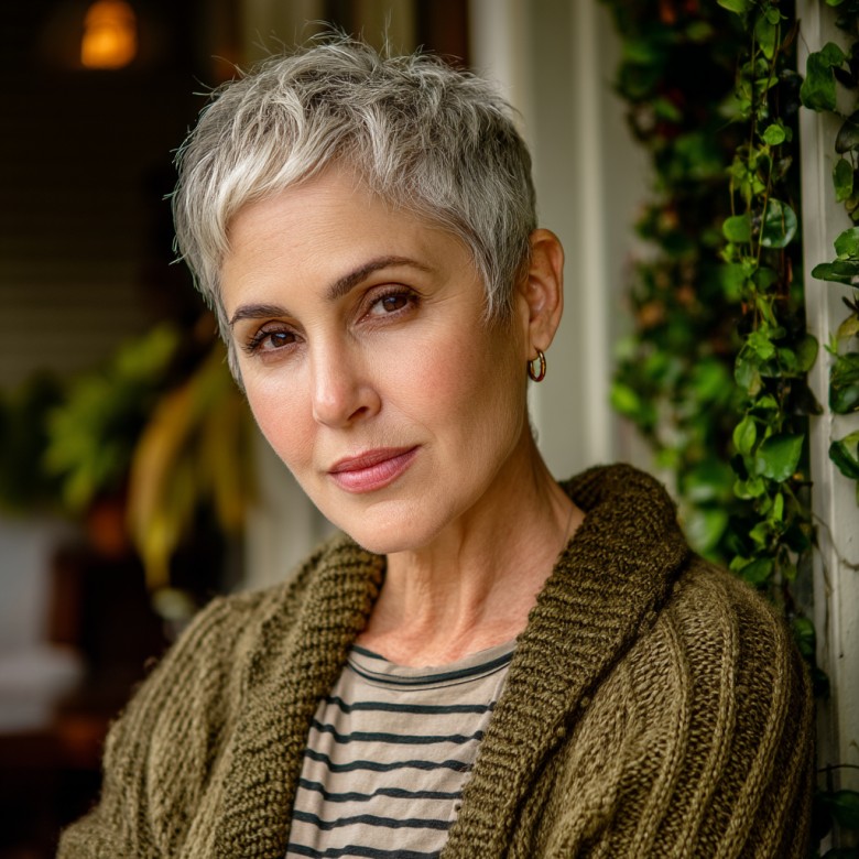 Textured Gray Pixie with Effortless Volume
