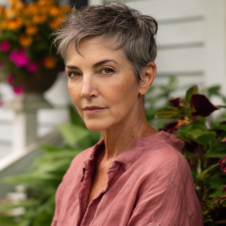 Textured Gray Pixie with Soft Volume