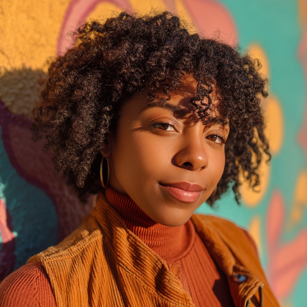 Textured Short Curly Bob with Defined Curls