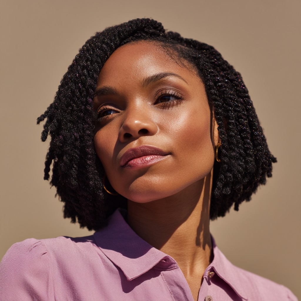 Textured Twisted Bob with Natural Volume