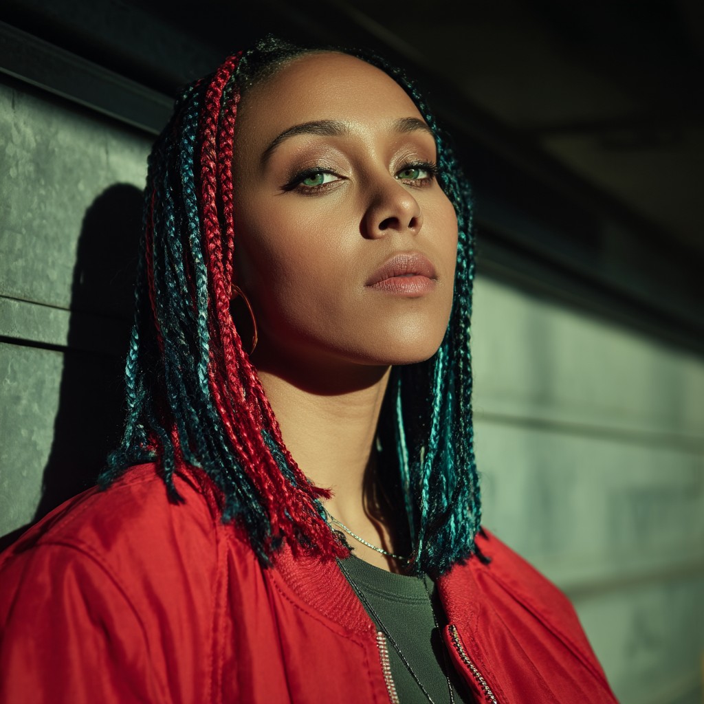 Vibrant Color Blocked Box Braids