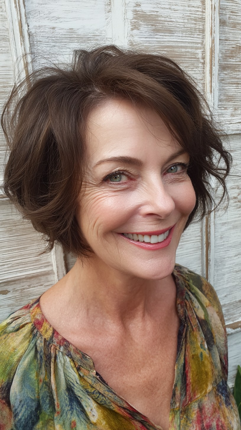 Textured Short Bob with Lively Volume