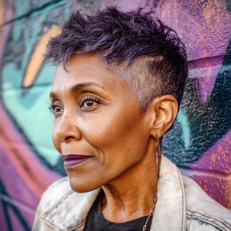 Bold Textured Pixie with Deep Lavender Accents