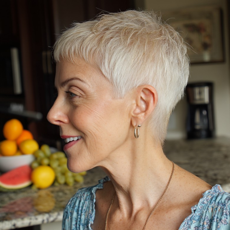 Chic Textured Pixie with Soft White Highlights