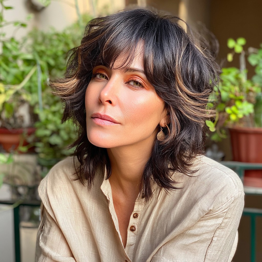 Textured Layered Cut with Bold Face-Framing Highlights