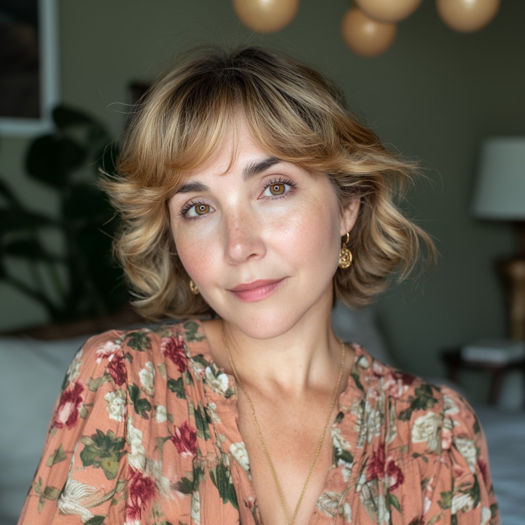 Chic Textured Shoulder-Length Waves with Subtle Highlights