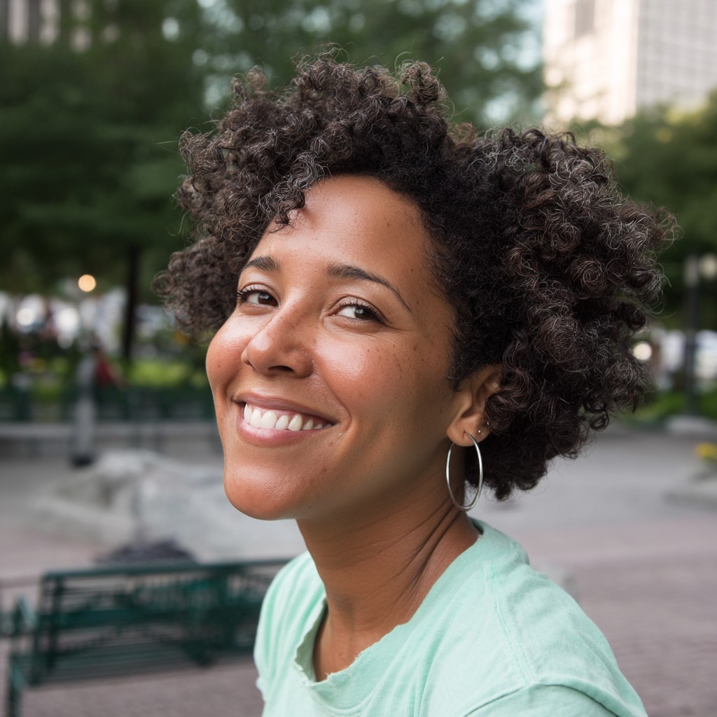 Charming Fluffy Curly Afro with Soft Volume