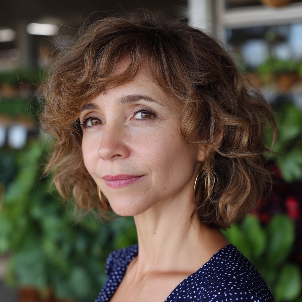 Charming Textured Fluffy Shoulder-Length Curls