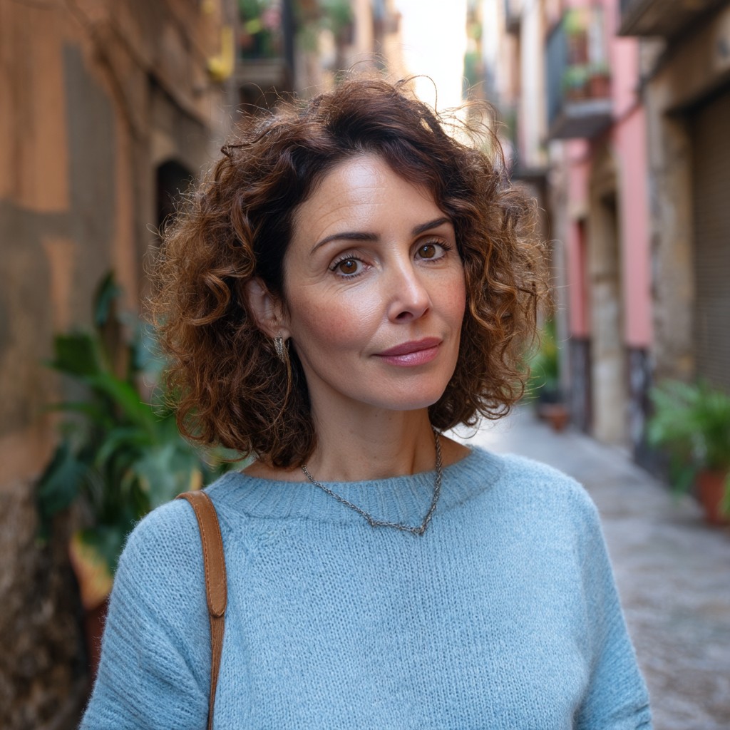 Chic Fluffy Curly Hairstyle with Defined Layers